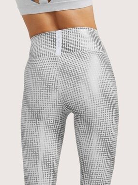 Peloton Show Up Silver Foil Printed High-Waisted Leggings
